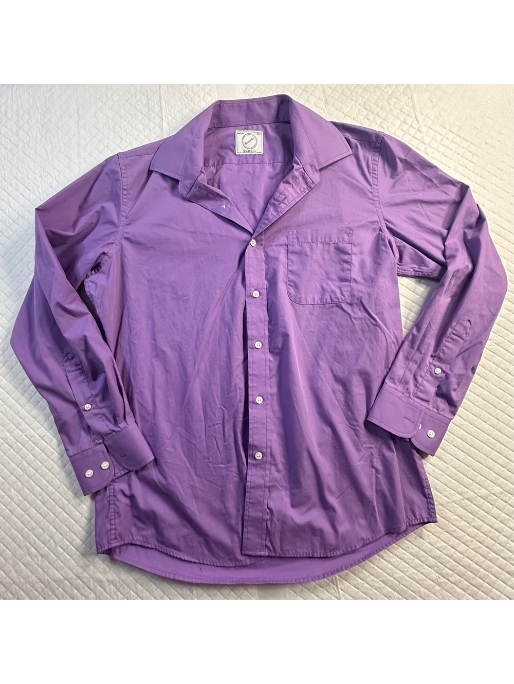 New York Bespoke Purple Button Up Dress Shirt Large